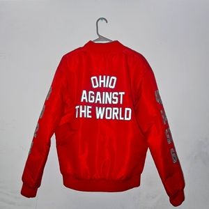 Ohio Against The World Red Bomber Jacket  w Reflective Lettering - Men's Large